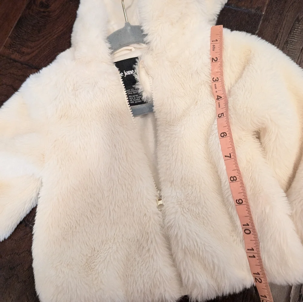 ME JANE MINI baby girl super fuzzy bear ears hooded plush cream jacket - Picture 10 of 11